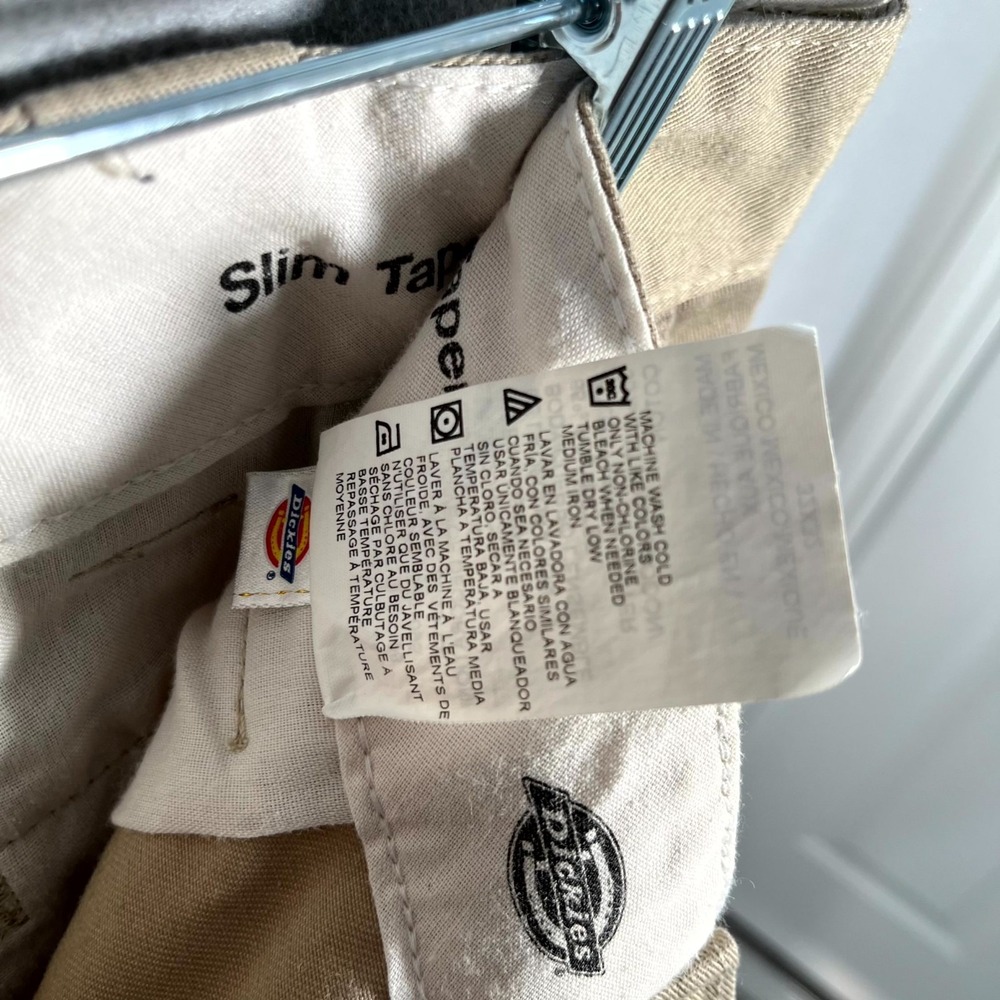Dickies Dress Pants Mens 32x32 Beige Slash Pockets Slim Tapered Career Formal - Picture 6 of 7